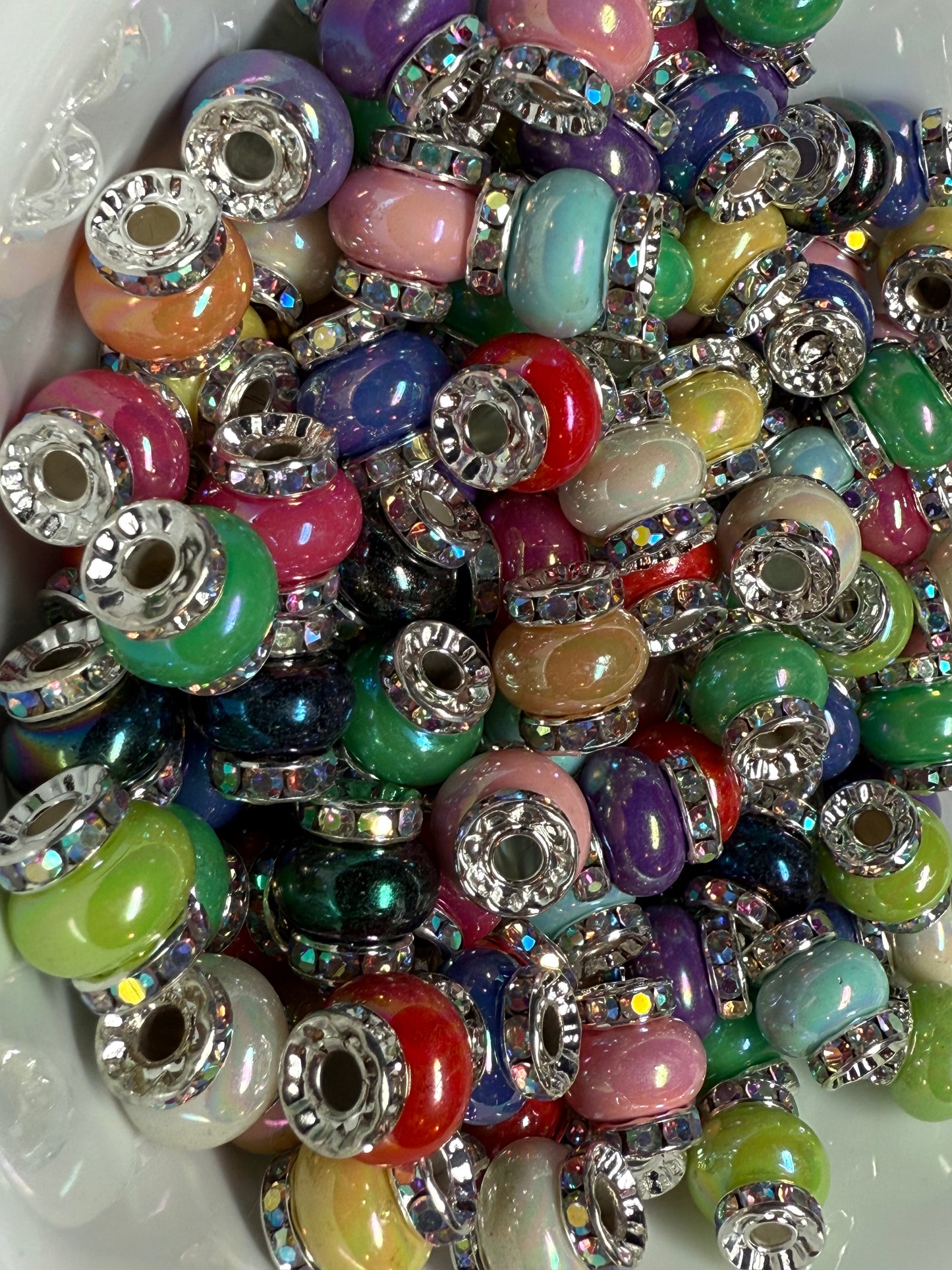 14mm silver rhinestone and acrylic spacers