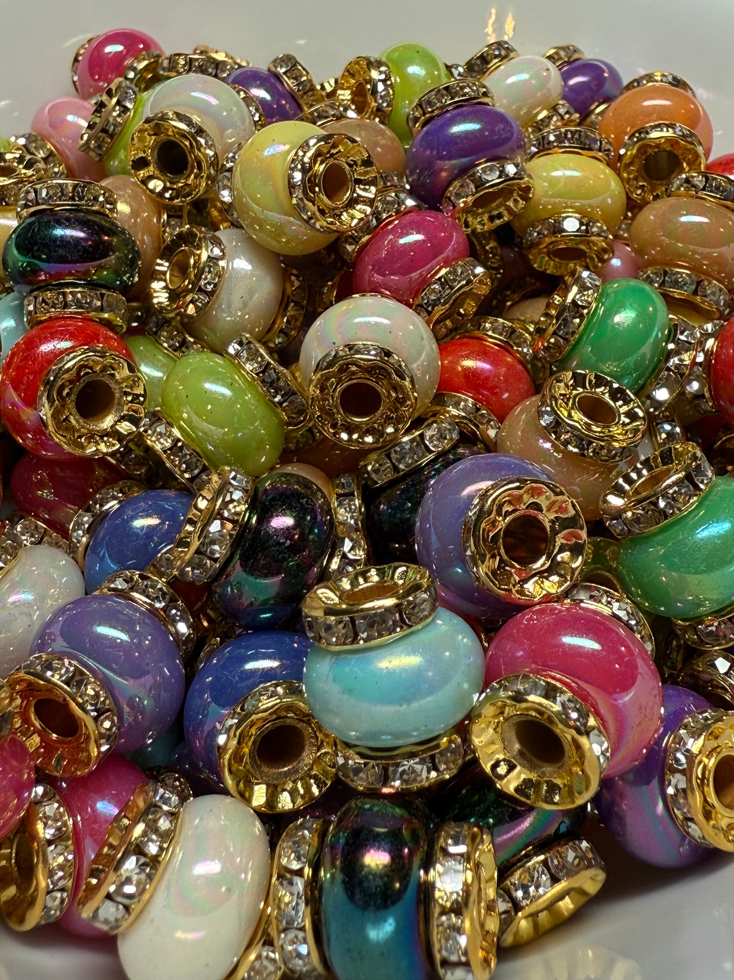 14mm silver rhinestone and acrylic spacers