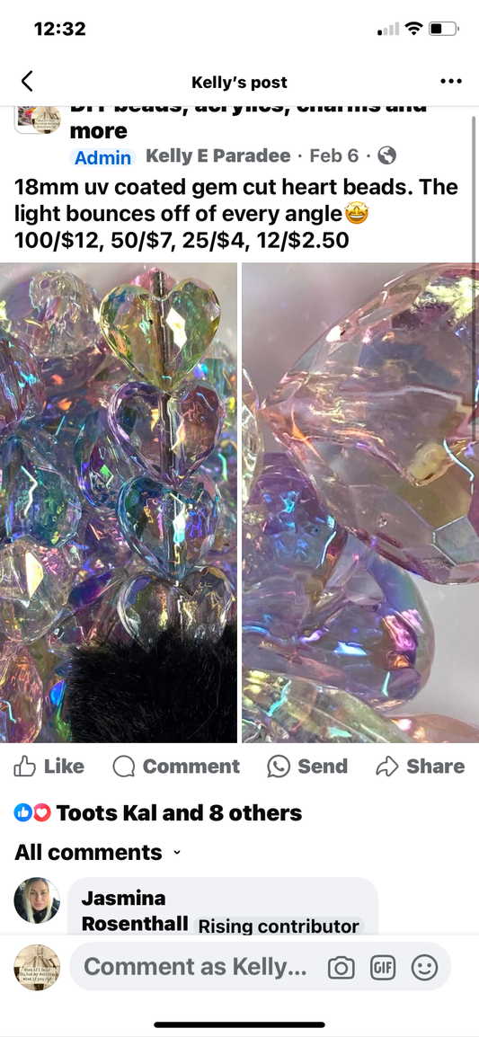 16mm flashy gem cut hearts
