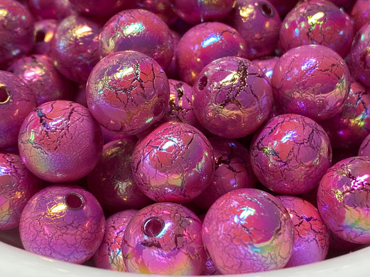 16mm fuchsia aged paint beads