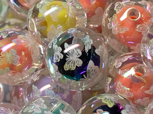 16mm double layer colorful mix butterfly covered beads