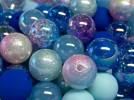 16mm shades of blue bead mix