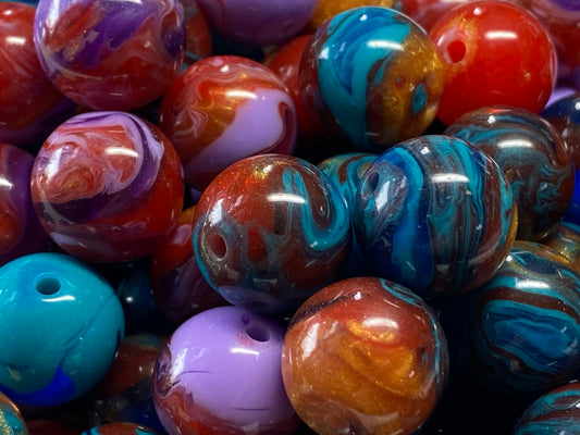 16mm calico swirl beads