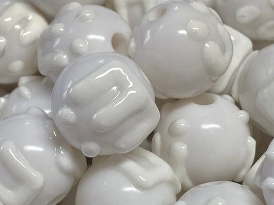 16mm white on white hand painted drip beads