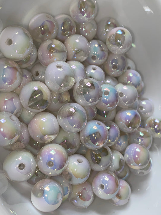 16mm white clear heart bead
