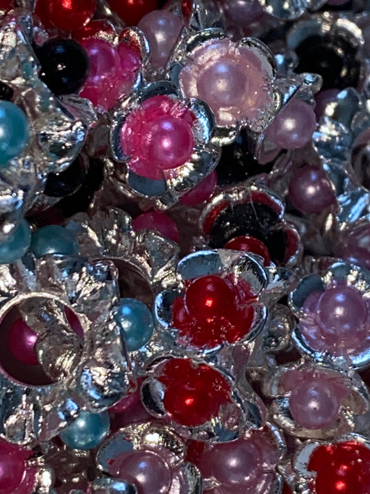 8mm metal and pearl floral spacers