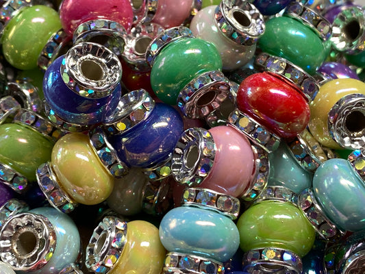 14mm silver rhinestone and acrylic spacers