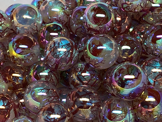 16mm Raven in red galaxy bead