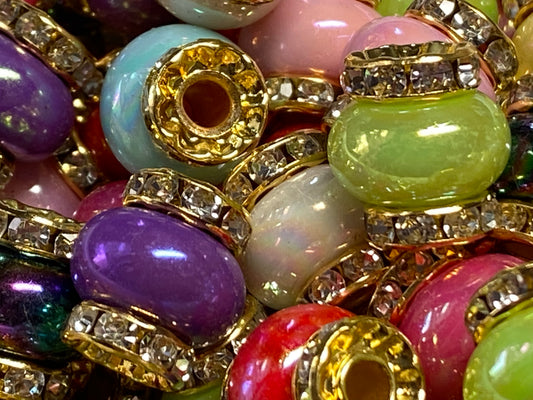 Rhinestone and uv coated spacers