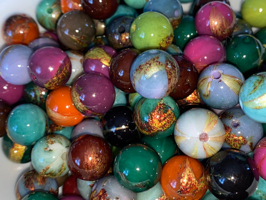 16mm mixed color gold vintage beads