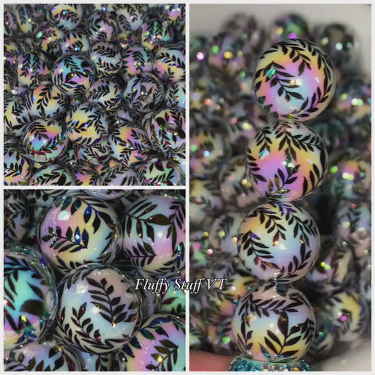 16mm white ab coated with black leaves